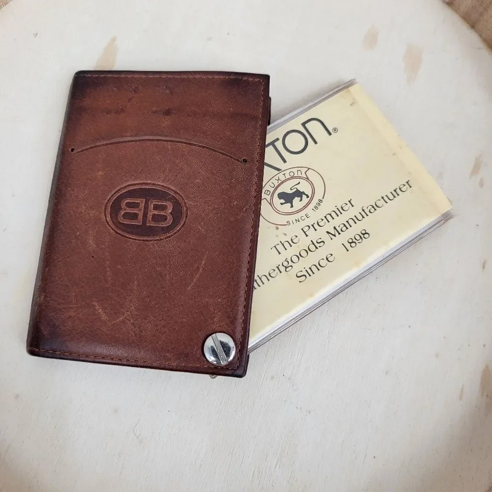Buxton Brown Leather Card Fan Wallet Buisness Credit Card Holder Vintage
